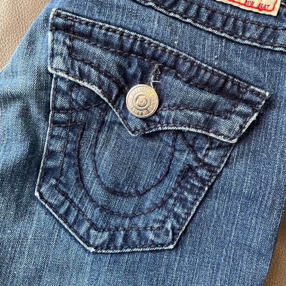 VTG Y2K 70s True Religion Horseshoe Twisted Bell Bottoms Flare Jeans USA Blue 29 - Picture 4 of 16